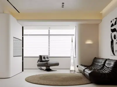 Modern living room dining room interior scenes 477 3D model
