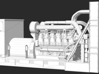 Yellow Industrial Generator Model 3D model