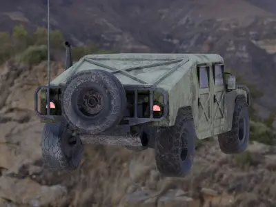 war green low-poly Humvee ORM for unreal UE Low-poly 3D model