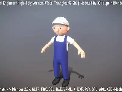 Electrical Engineer High-Poly Version Not Rigged 3D model