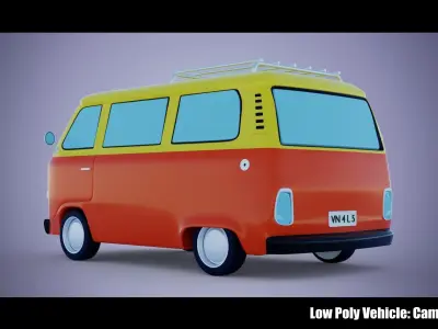 Low Poly Vehicle -  Campervan Low-poly 3D model