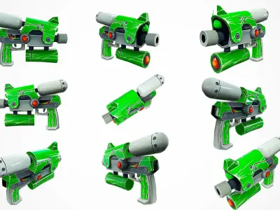 Fantasy Guns Low-poly 3D model