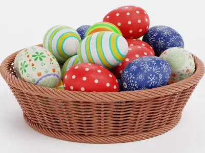 -Easter Eggs in Basket- 3D model