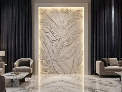 modern panel wall decor set relief stl mural CNC 252 3D model