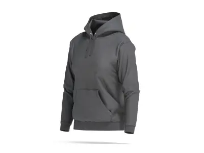 Black Womens Hoodie - sport female sweatshirt with hood 3D model