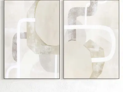 Plaster Two Photo Frame 340 Low-poly 3D model
