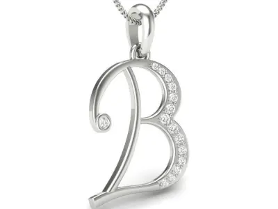 B pendant rose gold curved diamond 3D print model