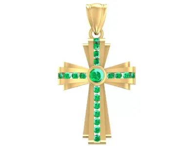 Elegant Gemstone Cross Pendant Jewelry for Women 3D Model  2971 3D print model