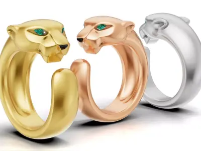 Panther Ring Medium 15mm-20mm 3D print model