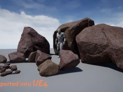 Rocks GameReady Unreal Engine 4 Low-poly 3D model