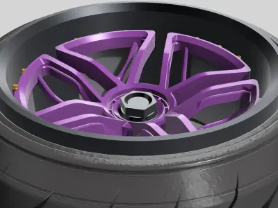 20inch INTERLINK Concave Wheels 3 offsets w Tires 3D print model