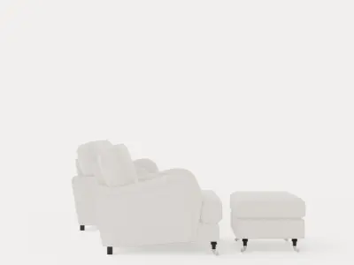 Howard Classic Sofa Group 3 5 Seater Armchair Footstool Low-poly 3D model