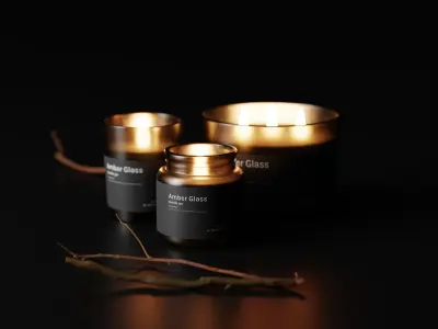 Amber Glass Candle Kit Low-poly 3D model