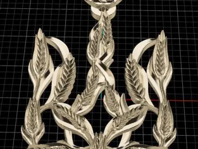 Trident tulip brooch 3D print model