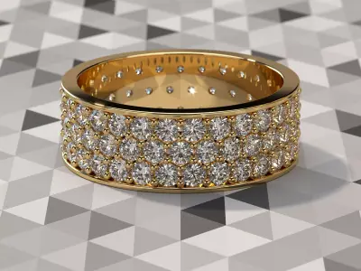 Slim Ring with diamonds 3D print model