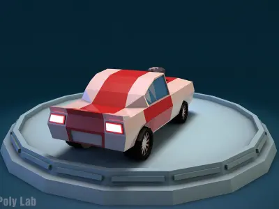 Cartoon Racing Car Low-poly 3D model