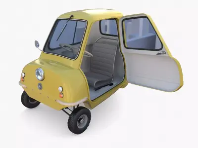 Generic 50cc Microcar with interior and chassis 3D model