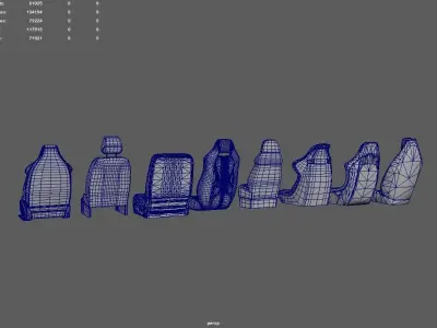 Car Seat Pack 03 Low-poly 3D model