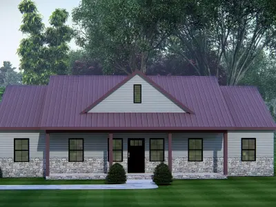 Rustic American Farmhouse Design  Traditional Country House 3D 3D model