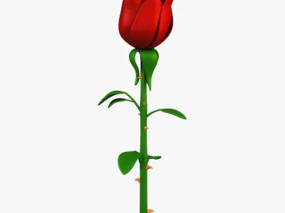 Cartoon Rose Flower v 1 3D model