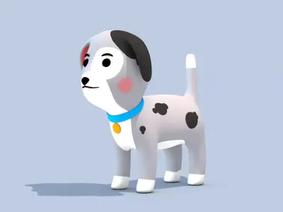 Cartoon Dog Low-poly 3D model 4