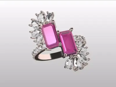 bypass emerald modern jewelry 3D print model