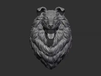 Collie Dog head 3D print model