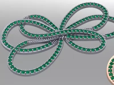 bowtie papion brooch and earrings 3rd version 3D print model