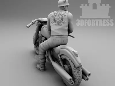 Biker in a helmet 3D print model