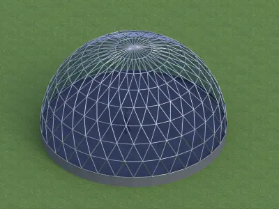 Geodesic dome like structure with triangulated structure Low-poly 3D model
