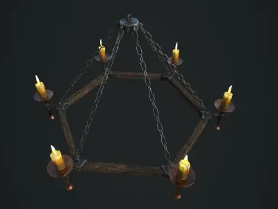 Chandelier with 3 textures and 2 LODs Low-poly 3D model
