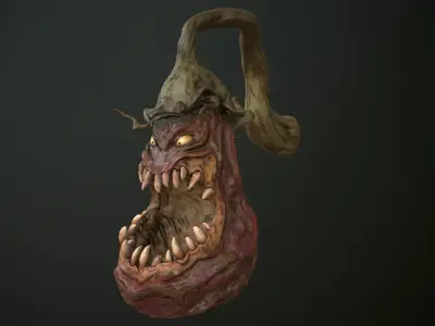 Creepy Eggplant Monster Low-poly 3D model