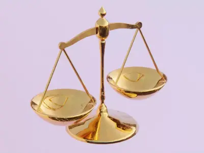 Gold Balance Scale Low-poly 3D model