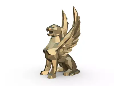 griffin figurine low poly 3D print model