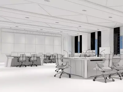 Command room monitoring center 3D model