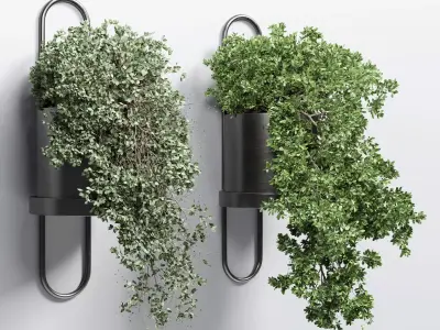 indoor outdoor plant 154 wall palnt stand metal dirt vase 3D model