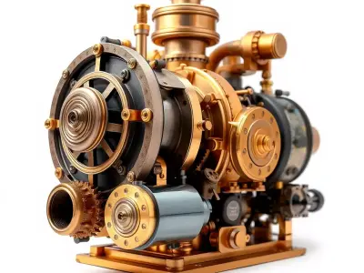Steampunk Engine Model Pack Low-poly 3D model