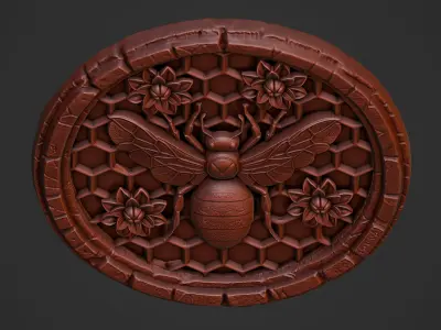 Bee and Honeycomb Relief for CNC and 3D Printing 3D print model