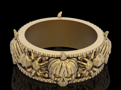 Skull pumpkin spider gold  printable jewelry 3d models 3D print model
