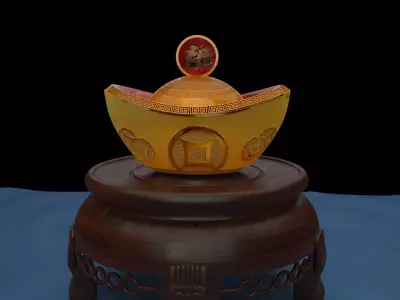 Chinese gold ingot piggy bank  3D model