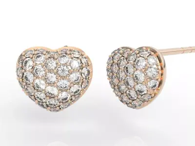 Heart-shaped diamond earrings  3D print model