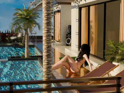 Penthouse Rooftop with Interior and Exterior 3D model