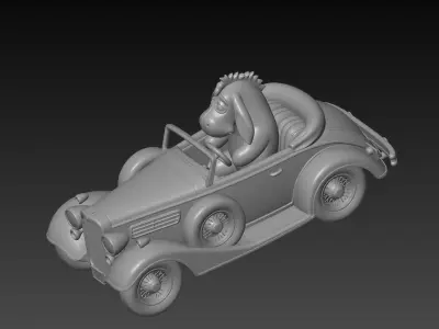 vintage car driver Eeyore 3D print model