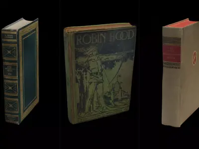 Pack of Photo-Scanned Antique Books -Digital Art-game ready Low-poly 3D model