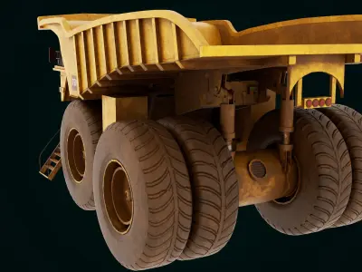 Dirty Mining Truck Rigged All PBR Textures Low-poly 3D model