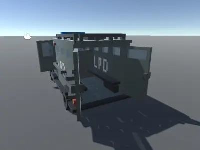 Police Truck Voxel Low-poly 3D model