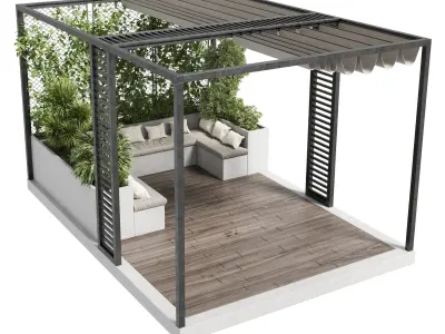 Landscape furniture with pergola and roof garden 27 Low-poly 3D model
