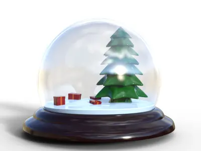 Snow Globe Christmas Low-poly 3D model