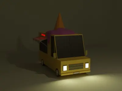 Low Poly Ice Cream Truck 3D Model Low-poly 3D model