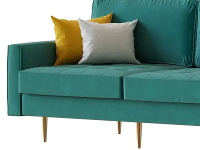 Velvet Fabric Sofa Couch 3D model